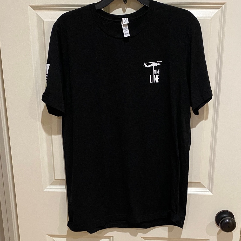 Nine Line Black Short Sleeve Graphic Crewneck Tee for Men